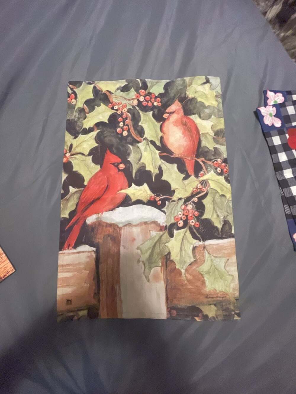 Ganz Cardinals and Holly Christmas Garden Flag